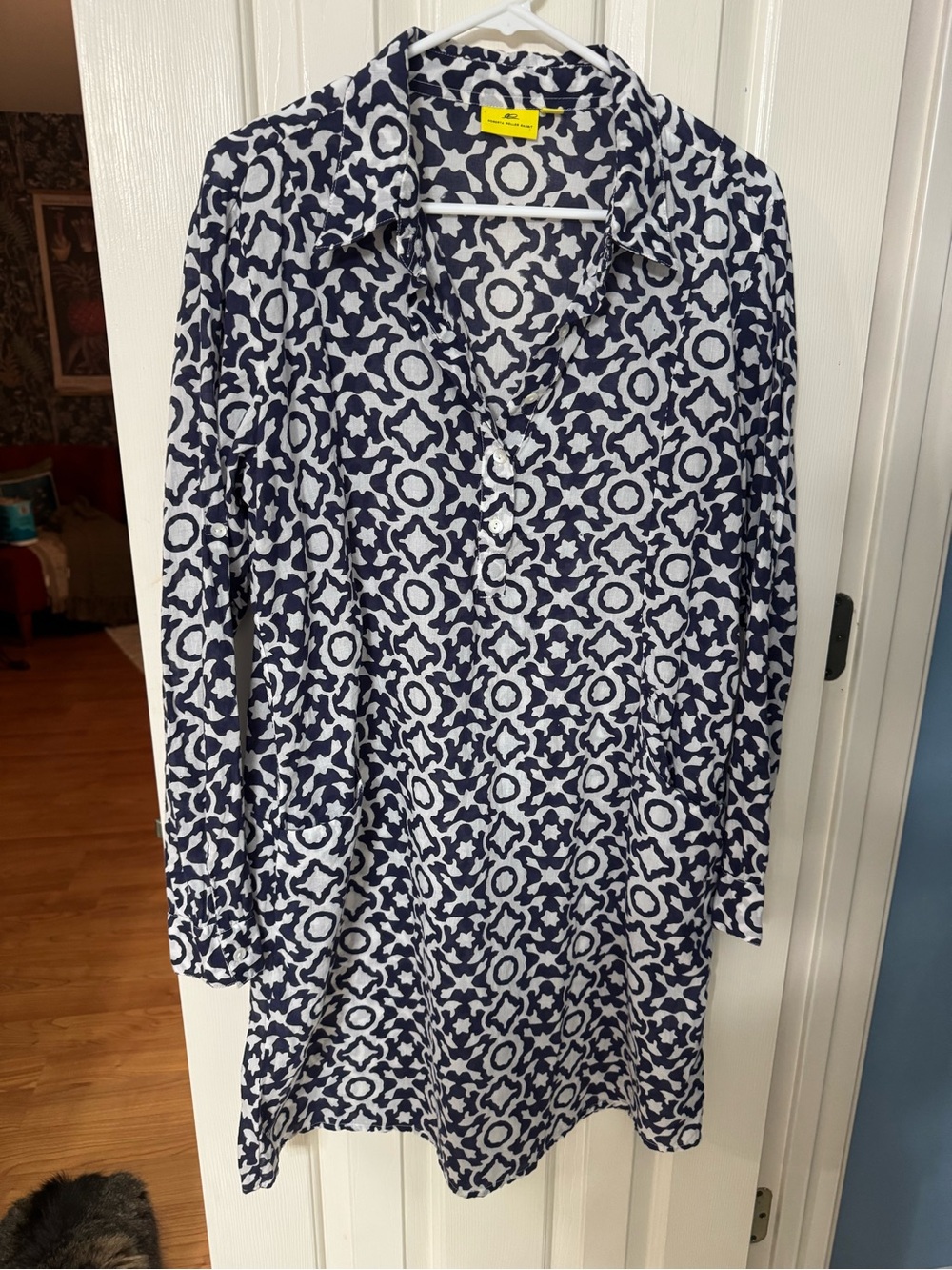 Roberta Roller Rabbit large Navy and White Geometric Italian style Tunic top